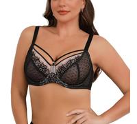 YUYUCH Soutiens-Gorge Grande Taille en Dentelle de Cils pour Femmes Soutiens-Gorge à Armatures à Couverture complète Minimizer Soutiens-Gorge Non doublés en Dentelle en Maille Respirante