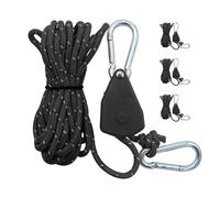 YuYueWeiXiao Lot de 4 liens de corde réglables, de 4 mm, avec corde, support pour jack réglable, protection solaire, voile réfléchissante, noir