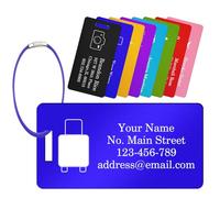 YUYUGO Etiquette Valise Bagage Personnalisables en Alliage d'Aluminium - Gravure Gratuite (Nom/Symbole) - Étiquettes Résistantes pour Avion, Voyage Pro - Compatible Valise Cabine, Bagage à Main