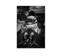 YUYUMEGDE Ayrton Senna Poster noir et blanc Peinture décorative sur toile pour salon, chambre à coucher, art mural, impression d'image moderne, décoration de salle familiale, 20 x 30 cm