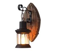 YUYUZI Applique murale rétro, à intensité variable et installation 2 en 1 - Applique murale vintage en bois et fer avec douille E27 (max. 40 W) - Éclairage industriel pour salon, couloir et chambre à
