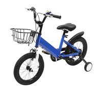 YUYUZI Cadeau pour 3 à 5 ans : vélo enfant de 14 pouces avec roues stabilisatrices - vélo d'apprentissage réglable en hauteur pour enfants avec frein à main, panier et sonnette (Bleu)