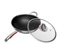 YUYUZI Poêle à frire en acier inoxydable 316 avec revêtement anti-adhésif - Poêle à induction avec couvercle de 32 cm pour une cuisson saine sans brûler (pour tous les types de feux dont