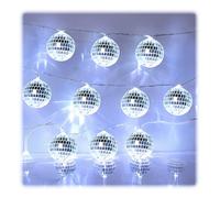 YUYWWAN 10 LED Guirlande Lumineuse de Boule Disco 1.5m Mini Simulation Guirlandes de Boule à Facettes Disco pour Décorations Light de Sapin de Noël Fêtes Carnavals Mariages (Blanc)