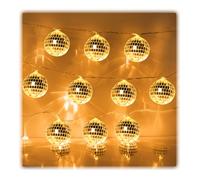 YUYWWAN 10 LED Guirlande Lumineuse de Boule Disco 1.5m Mini Simulation Guirlandes de Boule à Facettes Disco pour Décorations Light de Sapin de Noël Fêtes Carnavals Mariages (Chaud)