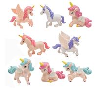 YUYWWAN 8 Pièces Mini Figurine Licorne, Mignon Figurines pour Enfants Licornes, Deco Gateau Licorne, Mini Figurines Licornes pour Bureau, Bibliothèque, Fête d'anniversaire, Gâteau Décoration