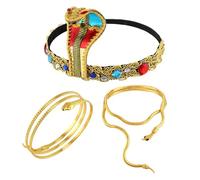 YUYWWAN Accessoire Cleopatre Femme, Bijoux Serpent Accessoires Égyptiens avec Bracelet Coiffe, Dorés Cleopatre Deguisement Accessoire pour Accessoires Costumes Carnaval (Dorés-A)