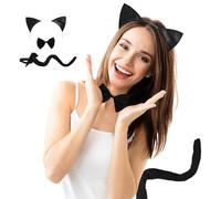 YUYWWAN Accessoires de Catwoman Deguisement Carnaval, Ensemble de Chat Noir Cosplay Costumes, Mignons Élégants Déguisement Chat pour Enfants Adultes Accessoires de Jeu de Rôle Carnaval (Noir-A)