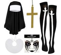 YUYWWAN Accessoires pour Déguisement de Nonne, Ensemble D'accessoire Deguisement Halloween Femme Nonnes, Costume Nonne pour Halloween Jeu de Rôle (E)