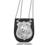 YUYWWAN Badge de Police avec Chaîne, Badge de Police en Métal Enfant, Élégante Badge avec Chaîne, Accessoire de Déguisement Policier Pour Halloween Carnaval Jeu de Rôle et Fête Costumée (Argent)