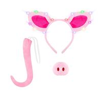 YUYWWAN Déguisement de Cochon Enfants, Ensemble de Accessoires Lumineux de Cochon Rose, Mignons LED Costume de Déguisement Cochon Filles, pour Halloween, Carnaval, Fêtes, Cosplay (Rose-E)