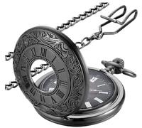YUYWWAN Montre de Poche Homme avec Chaîne, Montres a Goussets Vintage, Chiffres Romains Montre Poche, Moyen-Âge Montres à Goussets avec Chaîne de Taille pour Homme et Hemme (Noir)