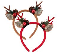 YUYWWAN Serre Tete Cerf Noel, 2 Pièces Bandeaux en Bois Renne, Mignon Accessoires Cheveux Noël Serre Tête Rennes pour Enfants Adultes Jeu de Rôle de Fête à Thème de Noël (Couleur-B)