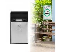 YUZDNM Cendrier Mural Exterieur - Poubelle À Cigarettes Extérieure Commerciale, Porte-Cigarettes en Acier Inoxydable, Cendriers Intérieur Et Extérieur(Black+Silver)