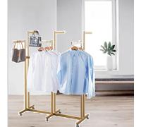 YUZDNM Étagères À Vêtements Robustes Noires À 6 Voies - Support pour Suspendre des Vêtements, Portant À Vêtements en Métal sur Pied, Tringle À Vêtements Extensible(Gold)