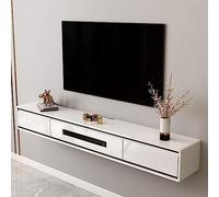 YUZDNM Meuble TV Mural - Meuble TV Suspendu - Étagère TV Flottante, Tableau Bas TV 47,2/55,1/62,9 Pouces, Tableau TV Blanc Et Noir, Console TV Flottante avec Porte (Color : Weiß, Size : 160X24X21CM)