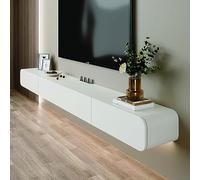 YUZDNM Meuble TV Suspendu Multimédia Murale Flottante Blanc 2 Tiroirs