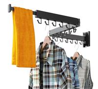 YUZDNM Séchoir À Linge - Séchoir À Linge Mural avec Cintres Peu Encombrants Design Universel Pliable Rétractable pour Balcon Patio Vestiaire Chambre Porte-Serviettes(Schwarz,3 Rails)