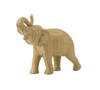 YUZDNM Statue Sculpture Figurine - Statue Décorative Moderne en Résine Représentant Un Éléphant Porte-Bonheur, Sculpture À Trompe Relevée Et Texture Tressée