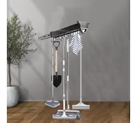 YUZDNM Support De Balai Et De Serpillère Extractible, Organisation Et Rangement De La Buanderie, Organisateur De Rangement Coulissant pour Placard, Crochets D'organisation du Garage(10.23in-8 Hook)