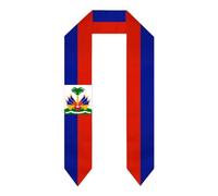 YUZEKABZ Écharpe de remise de diplôme avec drapeau du pays, cadeau pour étudiants internationaux, Drapeau Haïti, taille unique