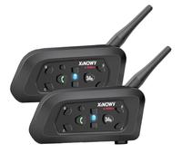 YUZEU Casque de Moto Intercom V6 Bluetooth Intercom 1200m 6 Riders Communication Mains Libres avec Antibruit Oreillette Microphones pour Moto/Vélo/VTT(2 Pack)