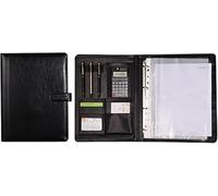 YUZGUHEY Classeur de conférence A4, classeur Multifonctionnel en Cuir, Dossier gestionnaire d'entreprise for Le Travail Bureau(Black)