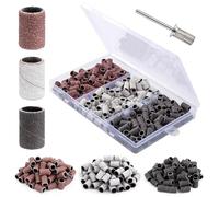 YUZHEDM 210 Pièces Dremel Accessoires Embout Ponceuse Poncage Bois Polissage Embout Ponceuse Ongles Depose Polissage Abrasif Grain 80/120/180 pour Outils Rotatifs pour Polir Bijoux Bois