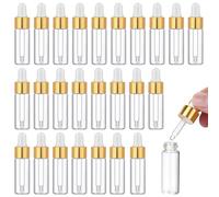 YUZHEDM 25 Pièces Pipette Transparent 5ml Mini Flacon Petit Flacon Compte Goutte pour Les Huiles Essentielles Aromathérapie pour Parfum Essence, Tonique et Lotion Shampoing et Gel Douche