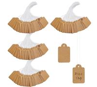 YUZHEDM 400 Pièces Etiquette Papier Kraft Etiquette Prix Inscriptibles Étiquettes D'affichage L'établissement Prix Vêtements Bijoux a Suspendre Vierges Marquage Ficelles Suspension, 2.5 cm × 1.5 cm