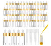 YUZHEDM 60 Pièces Pipette Transparent 5ml Mini Flacon Petit Flacon Compte Goutte pour Les Huiles Essentielles Aromathérapie pour Parfum Essence, Tonique et Lotion Shampoing et Gel Douche