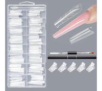 YUZHEDM Capsules Ongles Transparentes 256 Pièces Forme Amande | Lot de 256 Capsules pour Extension Gel UV 16 Tailles avec 25 Pinces et 1 Pinceau Gel Faux Ongles Réutilisables Nail Art DIY