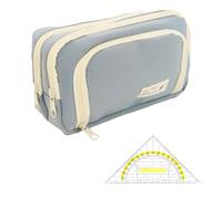 YUZHEDM Grande Trousse, avec Règle Triangulaire, Trousse Scolaire, Plumier, Affaire Scolaire, Idéal pour Les Anniversaires, la Rentrée Scolaire, la Fête des Enfants, Noël et Thanksgiving (Bleu)