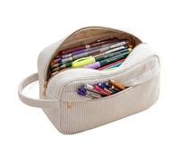 YUZHEDM Trousse Scolaire Trousse Crayon a Crayons Zippée en Toile a Portable pour Le Bureau,pour Collège Étudiants Fille Garçon Adolescent（Blanc） 23 cm X 7 cm X 14 cm