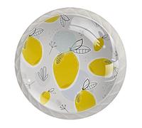 Yuzheng Poignee De Meuble Bouton De Porte Cristal Bouton De Meuble 4Pcs pour Cuisine Salle De Bains Salon Chambre Citron Fruits 3.5x2.8cm