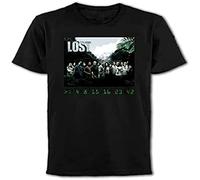 YuZhong Lost Cast and Numbers Dharma Initiative Mens T-Shirt Slogan Geek TV Show Black XXL
