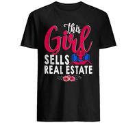 YuZhong This Girl Sells Real Estate Funny Realtor Floral Lover Men's T-Shirt Short Sleeve Top Black XL