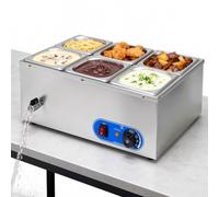 YUZINO 6 Bacs Chauffe Plat Electrique, 1500W Tempereuse A Chocolat 220V Acier Inoxydable Chauffe-Plats Commercial TempéRature RéGlable 30-80 °C Convient pour Chauffer Le Beurre Lait