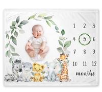 Yuzioey Couverture mensuelle Safari Milestone - Motif animaux sauvages de la jungle - Regardez-moi grandir - Pour chambre de bébé - 127 x 101,6 cm