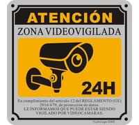 Yuzkouge Plaque de Señalización Zone Videovigilada 24H - Lot de 2 - 15 x 15 cm - En aluminium inoxidable - Autoadhesivo para Propiedad Privada, Resistente al Clima, Anti-Desgaste por Sol y Fácil