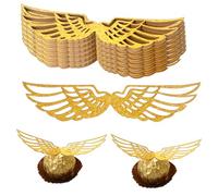 YUZNA 100 pièces Doré Ornements d'ailes, Anniversaire de Cuisson Ornement de Muffins,Ornements d'anniversaire, pour fêtes à thème Magiques de Mariage