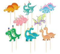 YUZNA 16PCS Dinosaure Gâteau Topper Jungle Gâteau Décoration Dinosaur Gâteau D'anniversaire Pour Enfants Fête D'anniversaire Baby Shower