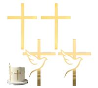 YUZNA 4 Pièces Décoration Gâteau Communion, Cake Toppers Communion, Croix Acrylique, Cake Toppers First Communion, Cadeau pour Baptême, Décoration Baptême, Deco Communion, Decoration Gateau Baptême