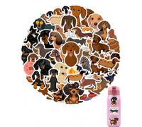 YUZNA Autocollants Teckel, Lot de 120 Stickers Imperméables PVC, Résistants aux Rayures pour Bouteilles d'Eau, Skateboard et Laptop, Cadeau Pour Amoureux de Chien Dachshund