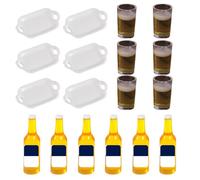 YUZNA Ensemble de Tasses et Bouteilles Miniatures pour Maison de Poupées,12 Tasses et 6 Mini Bouteilles,Modèle Réaliste de Verre à Bière,Set de Boissons,Mignonette et Décoration (Soju,Alcool)