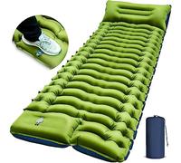 Yuzonc Matelas de camping ultra léger et gonflable avec oreiller, pompe à pied intégrée, tapis de couchage gonflable portable compact pour le camping, la randonnée, les tentes
