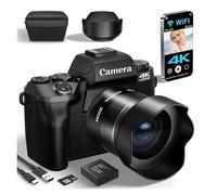 YVAAASIYC Appareil Photo numérique for la Photographie, caméra de vlogging 4K 64MP WiFi avec Flash, Pare-Soleil, caméras Avant et arrière, écran Tactile 4 Pouces