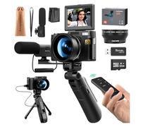 YVAAASIYC Appareils Photo numériques 4K for la Photographie, caméra vidéo 48 MP for Vlogger, kit avec Microphone et télécommande, trépied et poignée