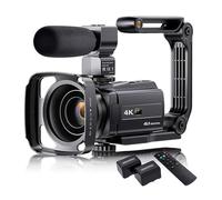 YVAAASIYC Caméra vidéo 4K avec Microphone, 48 MP, Zoom 16x, écran Tactile 3 Pouces, Vision Nocturne Infrarouge, Wi-FI, for vlog, Web(Black)
