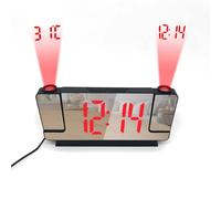 YVAAASIYC Réveil numérique à Double Projection for Chambre Coucher - Grand écran LED, projecteur Rotatif 2 x 180 °, Alarme puissante, 12/24 h(Black)
